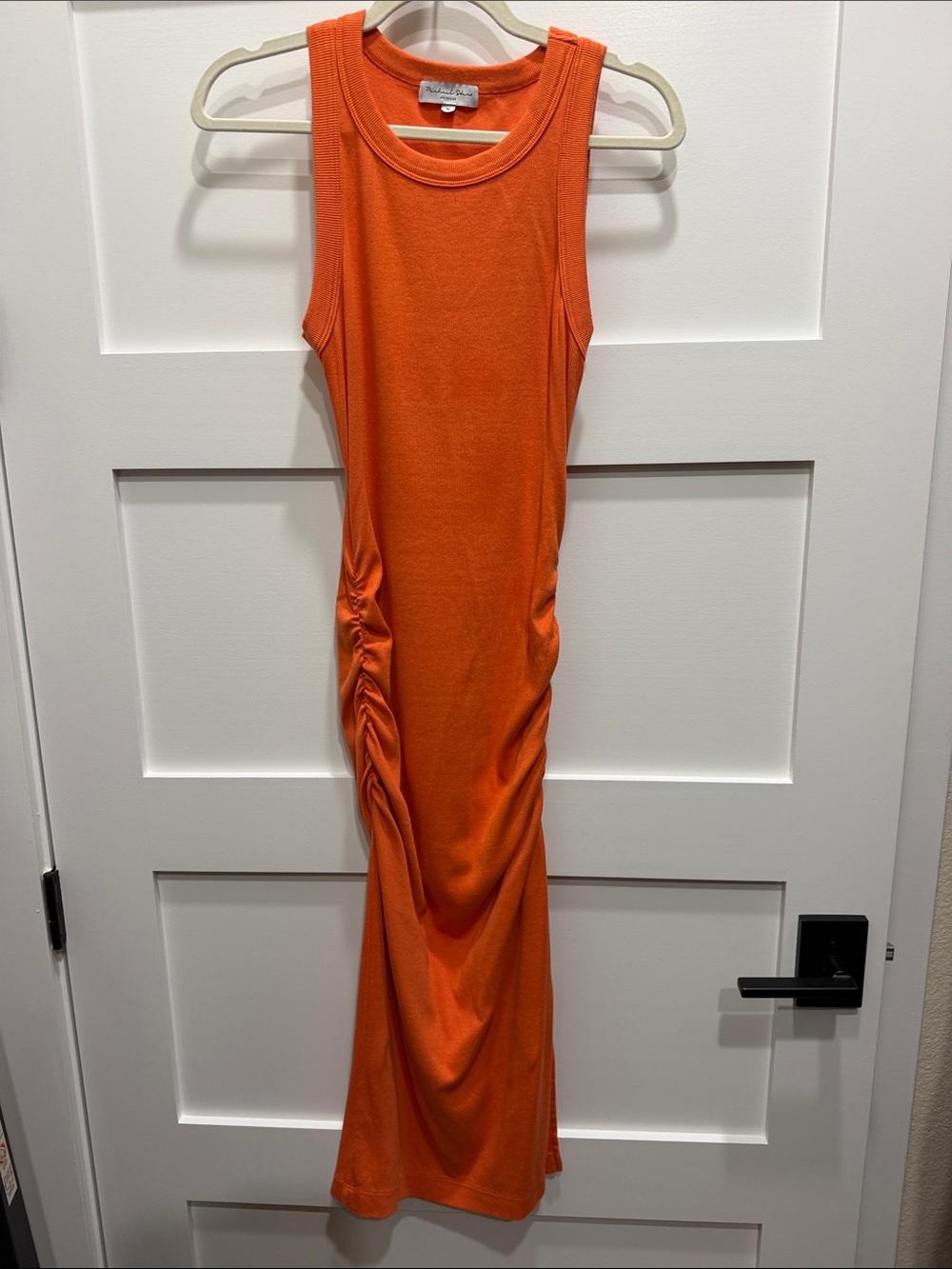 Michael Stars Orange Sleeveless Ruched Maxi Dress